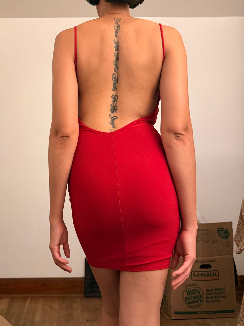 AKIRA Red Cowl Neck Mini Dress - Picture 2 of 2